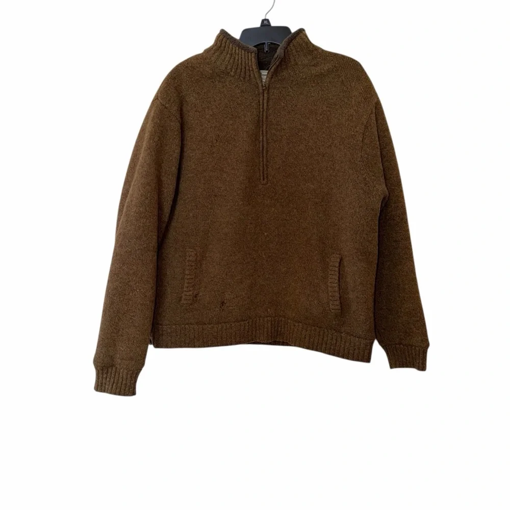 L.L. Bean Men's 100% Lambs wool Zip-Up Sweater Brown size XL